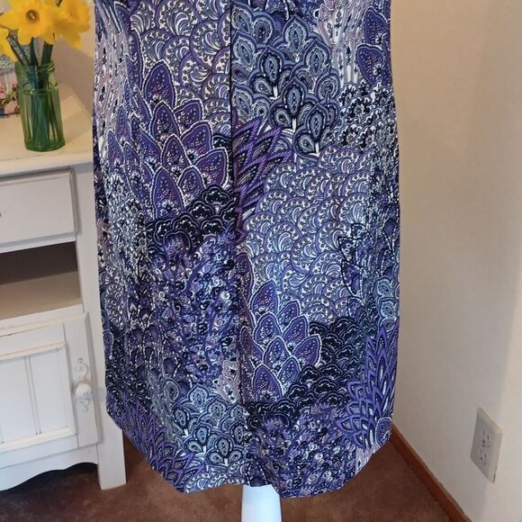Connected Apparel Purple Feathery Dress. Patchwork. Feathers. Arabesque. - Picture 7 of 10